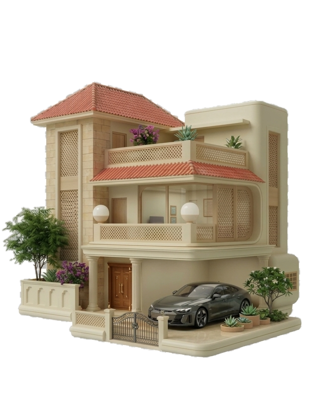 Luxury 3D Villa Elevation in Natural Daylight - Royal Builders